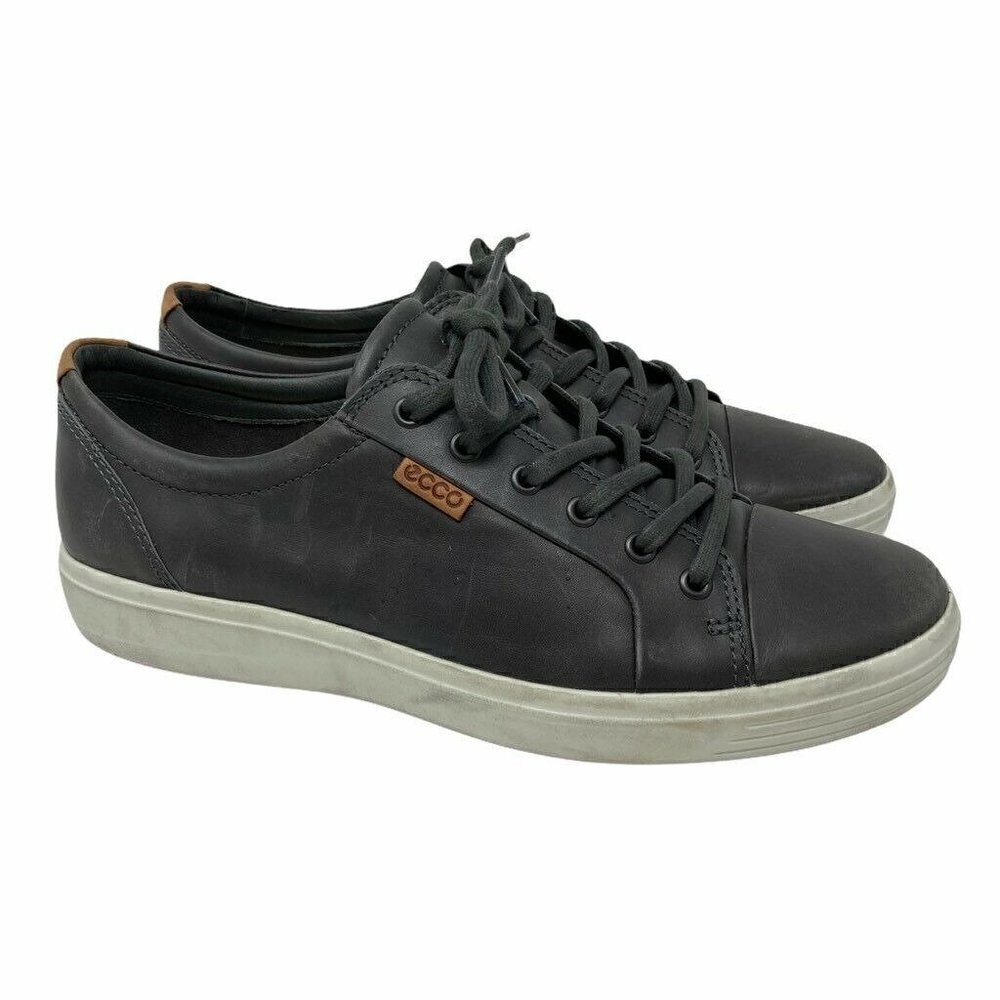Ecco Danish Design Mens Soft 7 Fashion Sneakers Shoes Dark Gray Leather 10